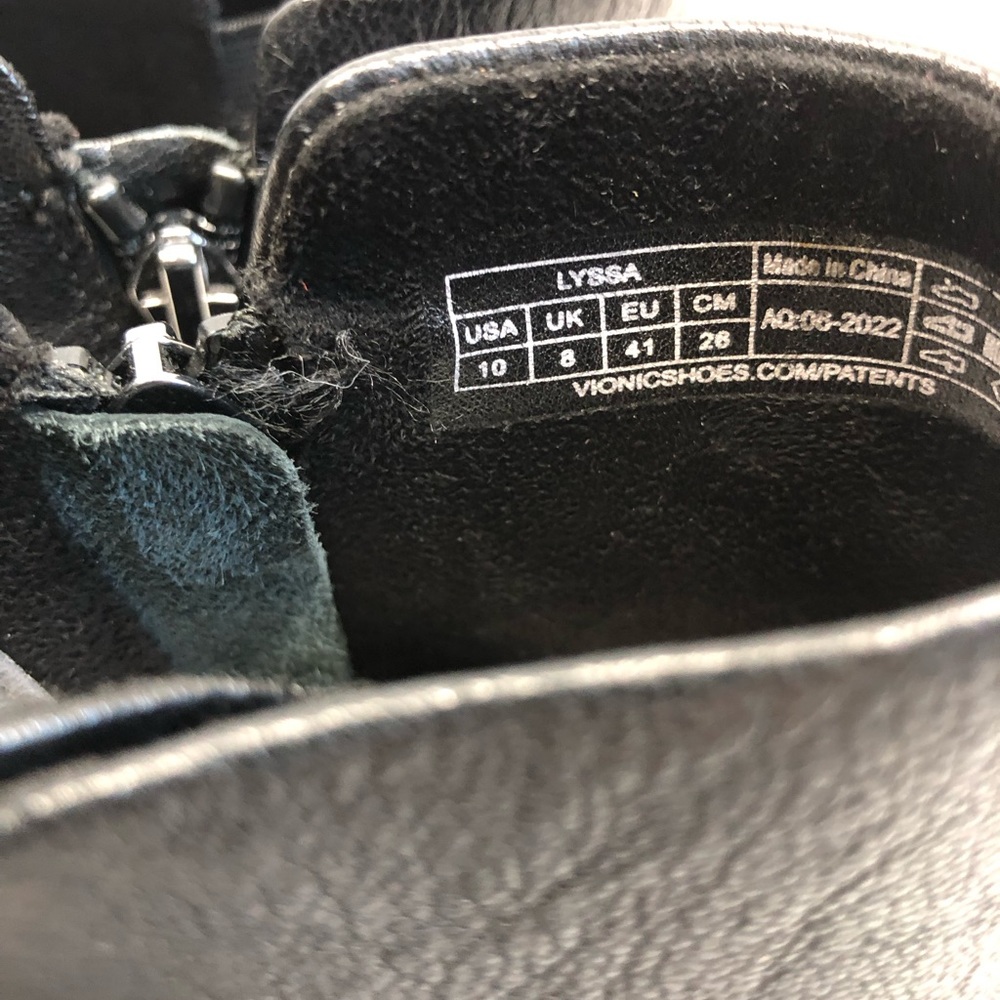 Vionic Square Toe Leather Ankle Booties, Black, E… - image 6